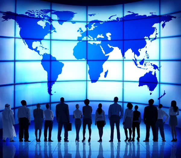 Business People with World Map — Stock Photo, Image