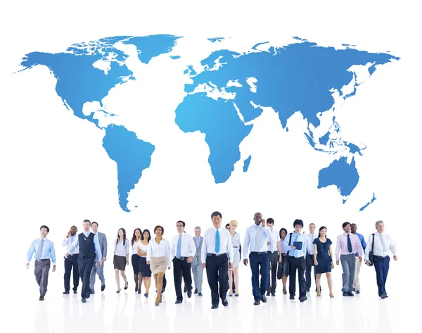 Business People and world map — Stock Photo, Image