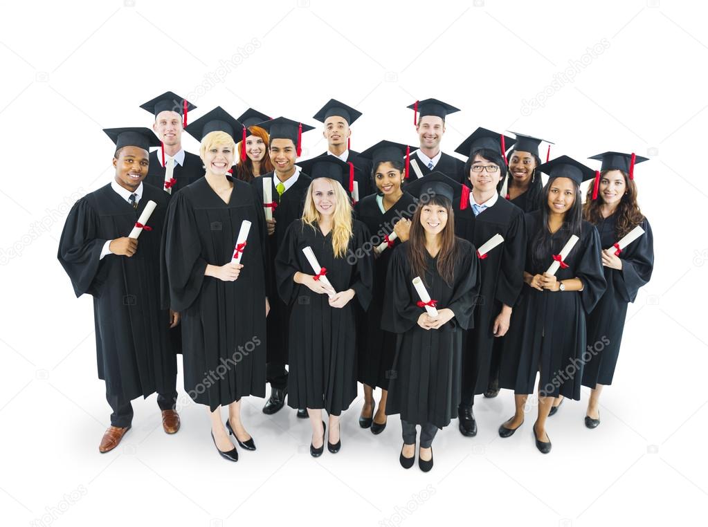 Graduates students holding their diplomas