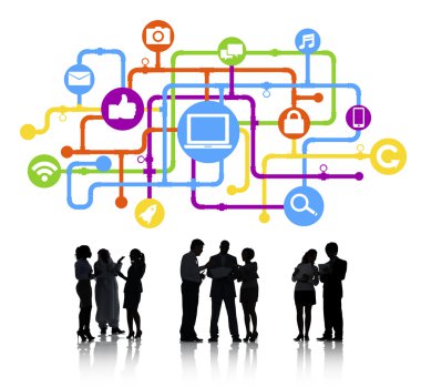 İş adamları ve sosyal ağ simgeleri