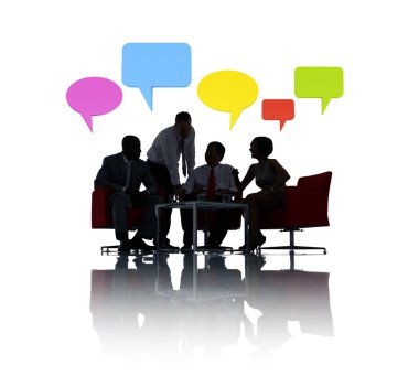 Konuşma baloncukları olan iş adamları