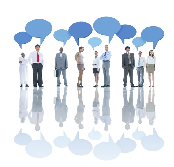 Business People with speech bubbles — Stock Photo, Image