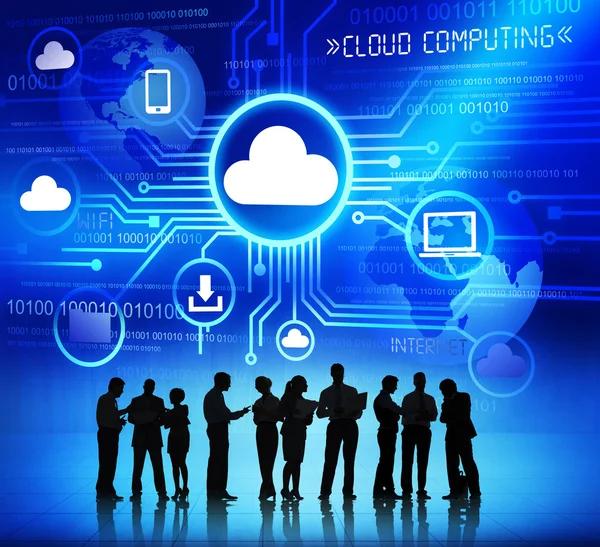 Ludzie dyskusji o cloud computing — Zdjęcie stockowe
