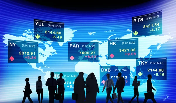 Business people with Stock Exchange Market — Stock Photo, Image