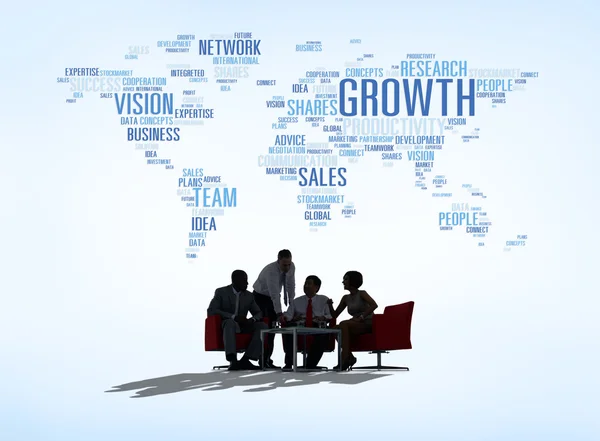 Business People and World map — Stock Photo, Image