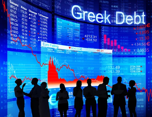 Pessoas Discussão sobre Crise de Dívida grega — Fotografia de Stock