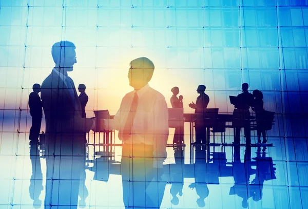 Silhouette Global Business People Meeting — Stock Photo, Image