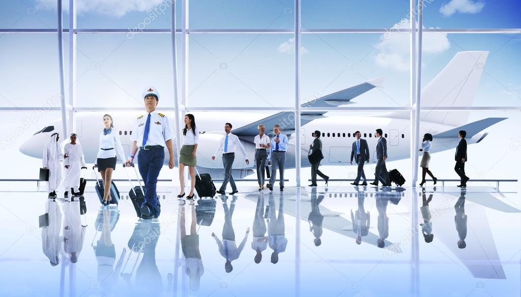 Business People with Airplane