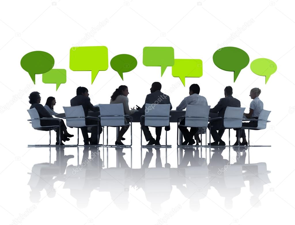 Business People and Green speech bubbles