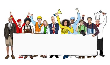 Farklı işlerde çok ırklı insanlar