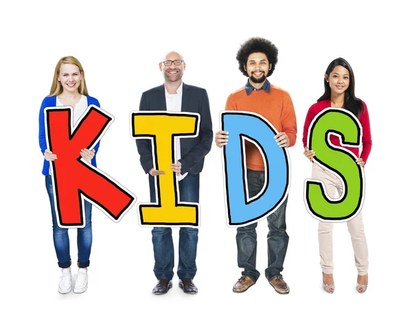 People Holding Letter Kids — Stock Photo, Image
