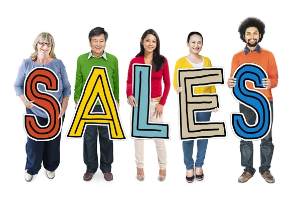 People Standing Holding Sales Letter — Stock Photo, Image
