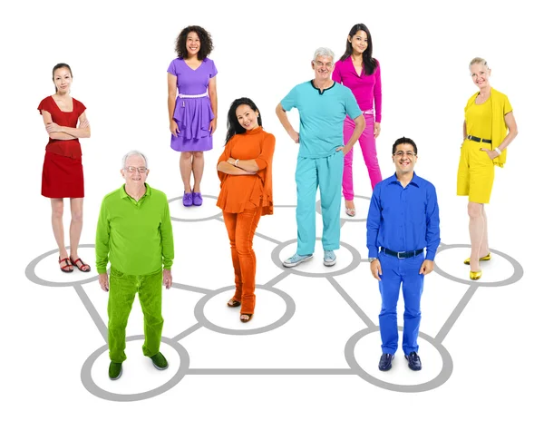 People Standing In Circle Which Connects — Stock Photo, Image