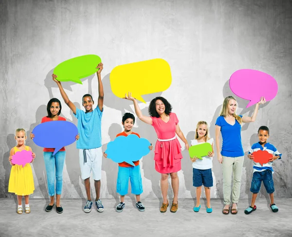 People with speech bubbles — Stock Photo, Image