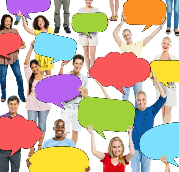 People Holding Colorful Speech Bubbles — Stock Photo, Image