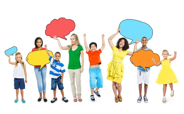 People Holding Speech Bubbles — Stock Photo, Image