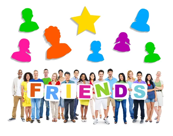 People holding word "FRIENDS" — Stock Photo, Image