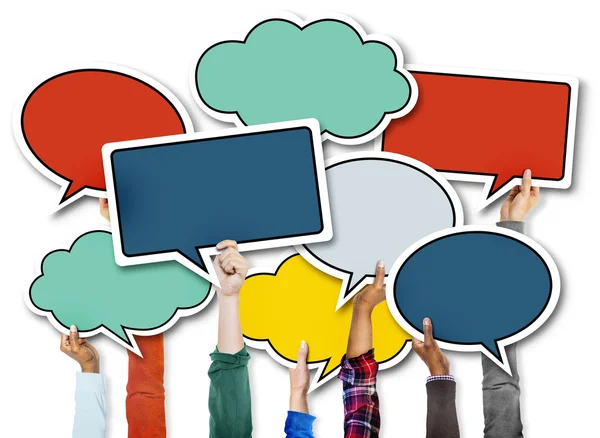 Hands Holding Speech Bubbles — Stock Photo, Image