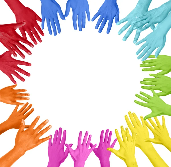 bir daire içinde renkli el