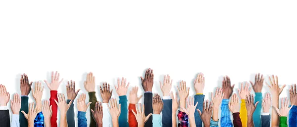 Diverse Hands Raised — Stock Photo, Image