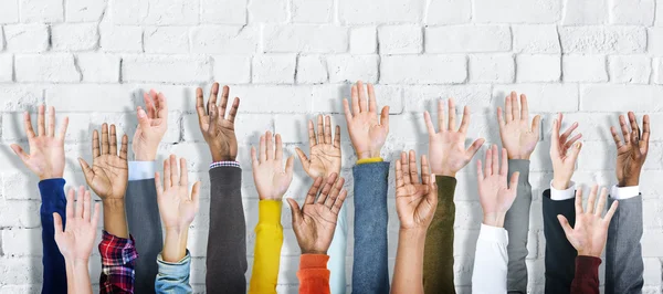 Diverse Hands Raised — Stock Photo, Image