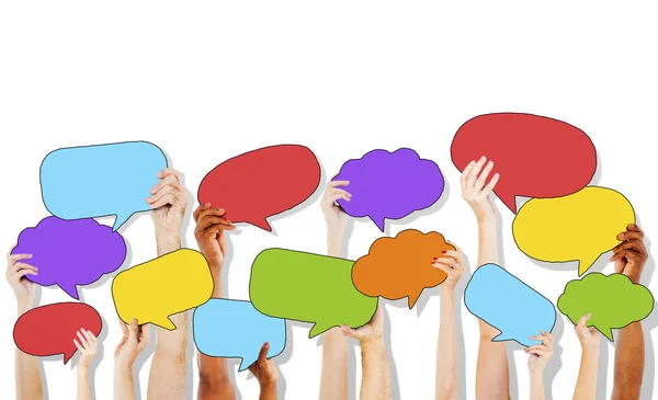 Group of Hands Holding Speech Bubbles — Stock Photo, Image