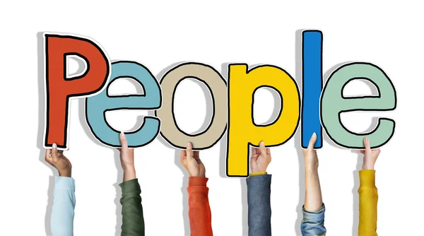 Hands Holding Word People — Stock Photo, Image