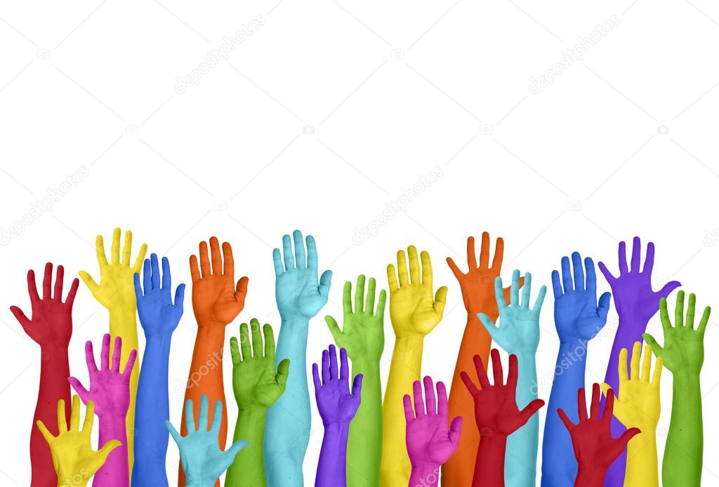 Colorful Hands Raised