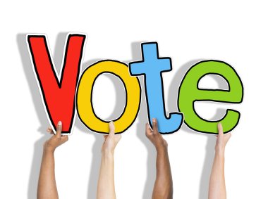 Hands Holding the Word Vote clipart