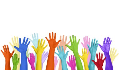 Çok renkli silah kaldırdı ve alanı Kopyala