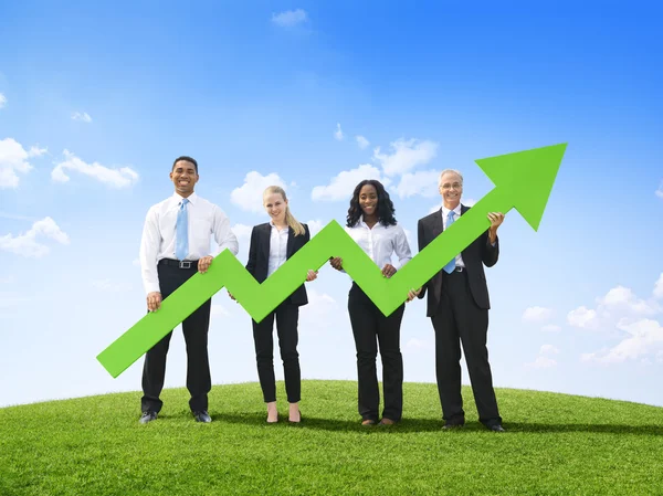 Business People Holding Developed Line Graph — Stock Photo, Image