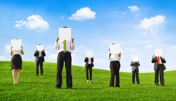 Business People Holding Empty Placards — Stock Photo, Image