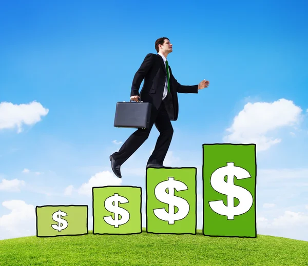 Businessman with Currency Bar Graph — Stock Photo, Image