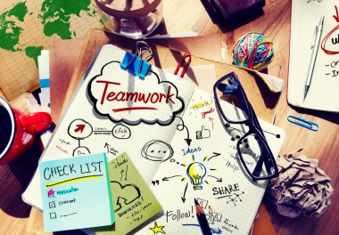 Defter ve aletleri ekip çalışması kavramı