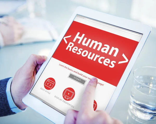 Tablett med mänskliga resurser koncept — Stockfoto