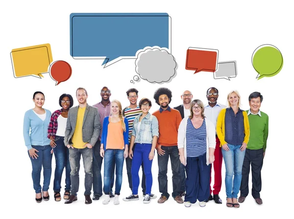 Multi-Ethnic People with speech bubbles — Stock Photo, Image