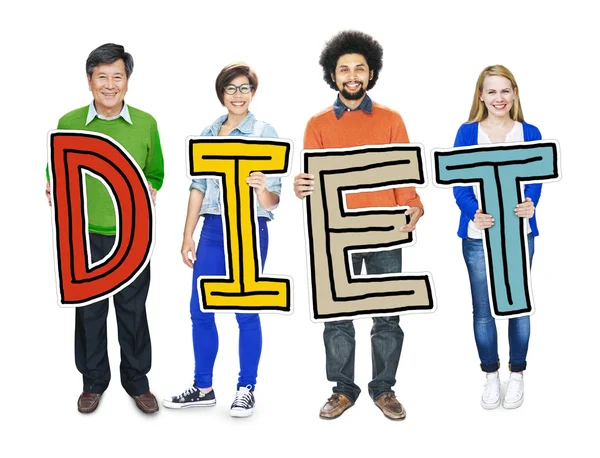 People Standing Holding Diet Letter — Stock Photo, Image