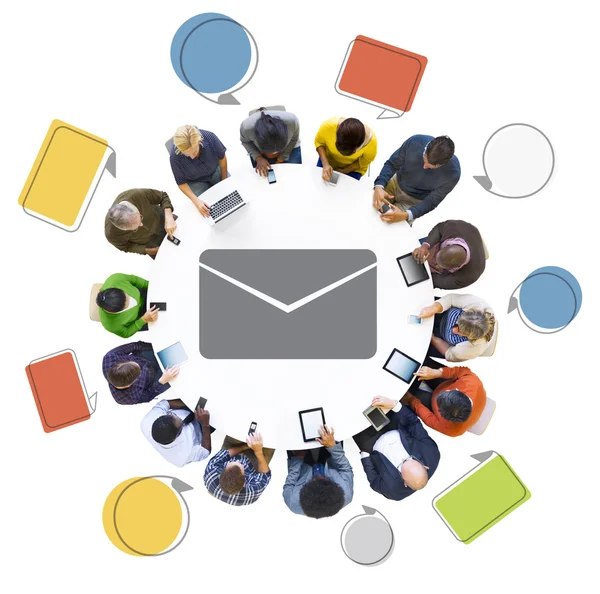 People with E-mail Symbol — Stock Photo, Image