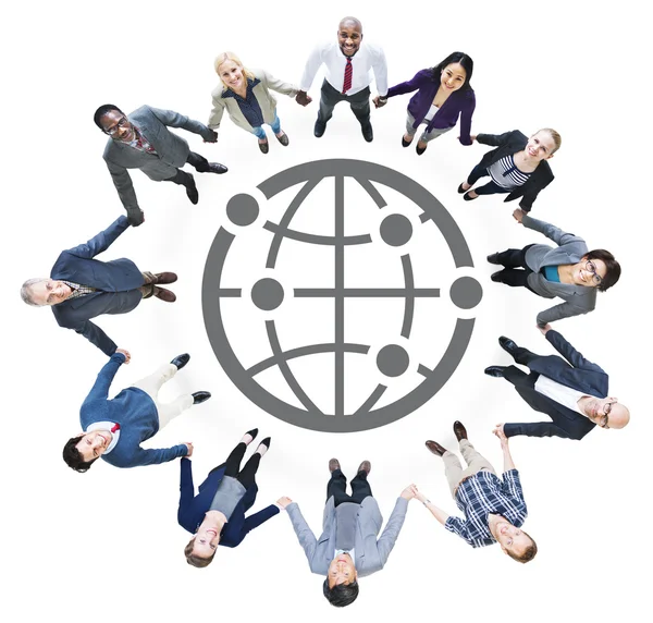 Affärsmän och Globe Symbol — Stockfoto