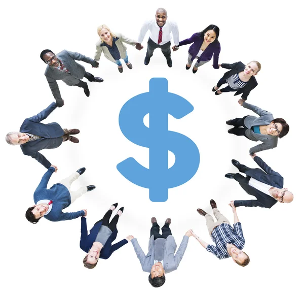 People Holding Hands and Dollar Sign — Stock Photo, Image