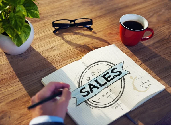 Businessman writting Sales Concept — Stock Photo, Image