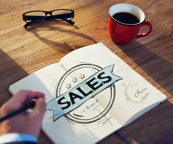 Businessman writting Sales Concept — Stock Photo, Image