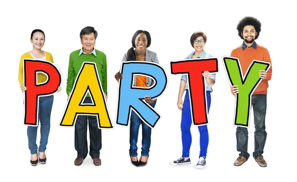 People Holding Party palabra — Foto de Stock