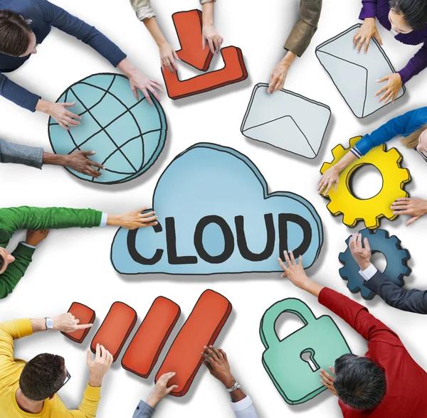 Lidé s konceptem Cloud — Stock fotografie