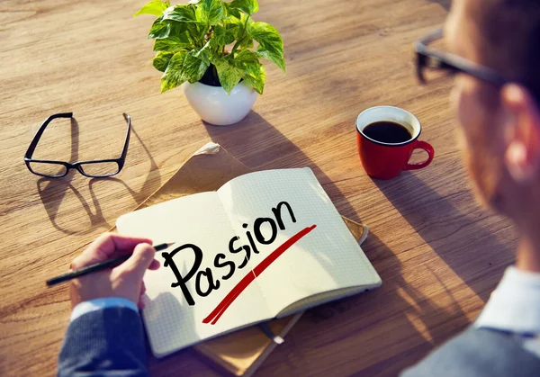 Man Brainstorming om Passion koncept — Stockfoto