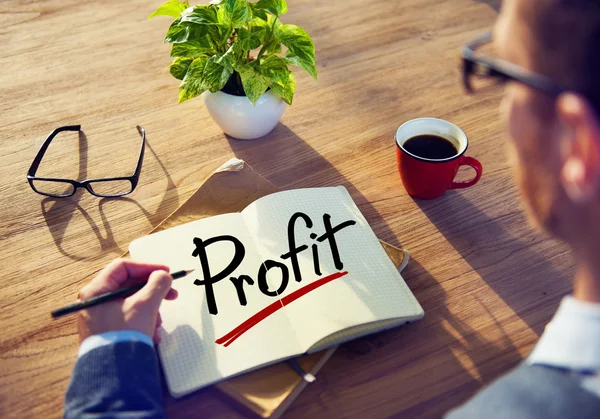 Mann und Wort Profit — Stockfoto