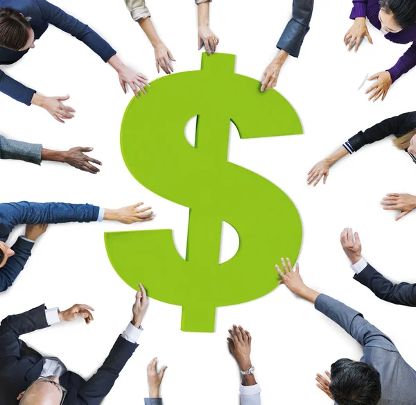 Human Hands around the Currency sign — Stock Photo, Image