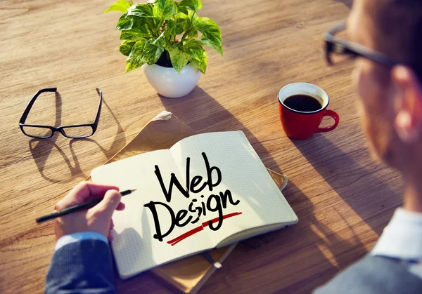 Muž a jedno slovo Web Design — Stock fotografie