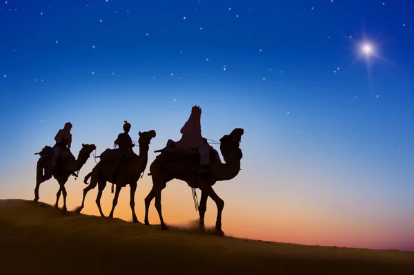 Three Wise Men on camels — Stock Photo, Image