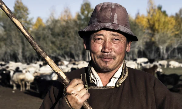Mongolisk Man Famer — Stockfoto